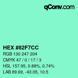 Color code: HEX #82F7CC | qconv.com