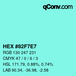 Color code: HEX #82F7E7 | qconv.com