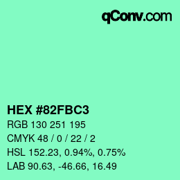 Color code: HEX #82FBC3 | qconv.com