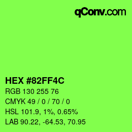 Color code: HEX #82FF4C | qconv.com