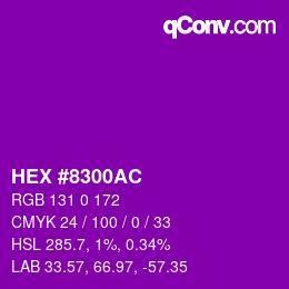 Color code: HEX #8300AC | qconv.com