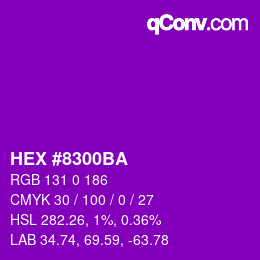 カラーコード: HEX #8300BA | qconv.com