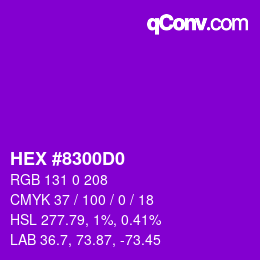 カラーコード: HEX #8300D0 | qconv.com