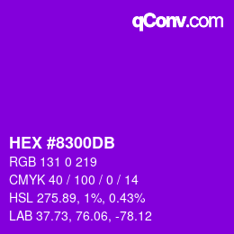 Color code: HEX #8300DB | qconv.com