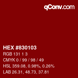 Color code: HEX #830103 | qconv.com