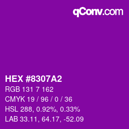 Color code: HEX #8307A2 | qconv.com