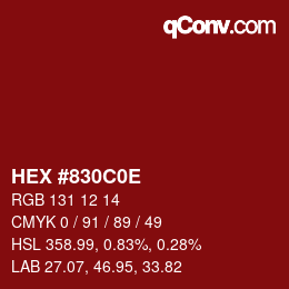 Color code: HEX #830C0E | qconv.com