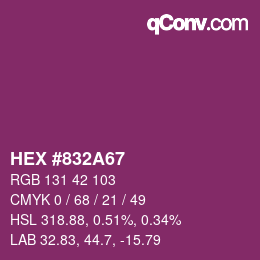Farbcode: HEX #832A67 | qconv.com