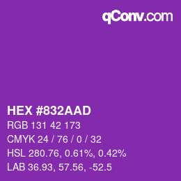 Farbcode: HEX #832AAD | qconv.com