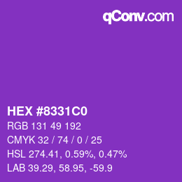 カラーコード: HEX #8331C0 | qconv.com