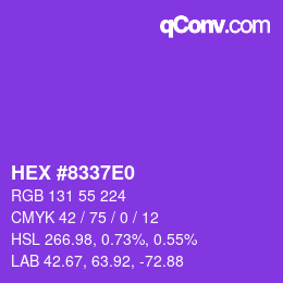 カラーコード: HEX #8337E0 | qconv.com