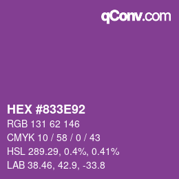 カラーコード: HEX #833E92 | qconv.com