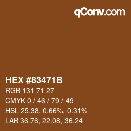 Color code: HEX #83471B | qconv.com