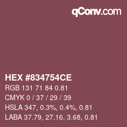 Farbcode: HEX #834754CE | qconv.com