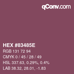Color code: HEX #83485E | qconv.com
