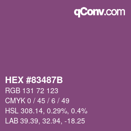 Color code: HEX #83487B | qconv.com