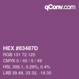 Farbcode: HEX #83487D | qconv.com