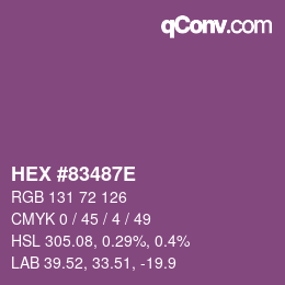 Color code: HEX #83487E | qconv.com