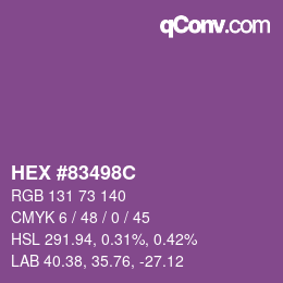 Color code: HEX #83498C | qconv.com