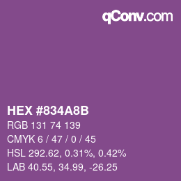 Color code: HEX #834A8B | qconv.com