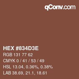 Color code: HEX #834D3E | qconv.com