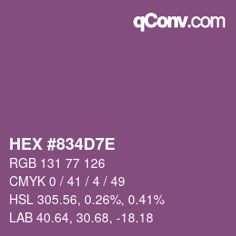 Color code: HEX #834D7E | qconv.com