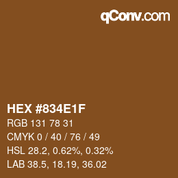Color code: HEX #834E1F | qconv.com