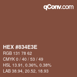 Color code: HEX #834E3E | qconv.com