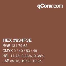 Color code: HEX #834F3E | qconv.com