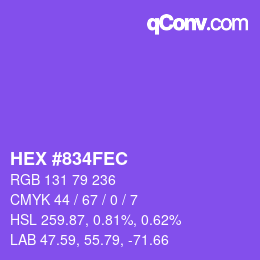 カラーコード: HEX #834FEC | qconv.com