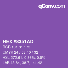 カラーコード: HEX #8351AD | qconv.com
