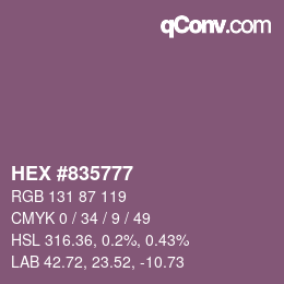 カラーコード: HEX #835777 | qconv.com