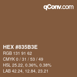 Color code: HEX #835B3E | qconv.com