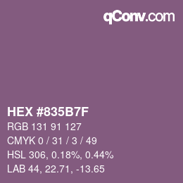 カラーコード: HEX #835B7F | qconv.com