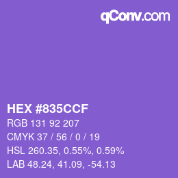 カラーコード: HEX #835CCF | qconv.com