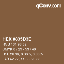 Color code: HEX #835D3E | qconv.com