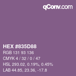 Farbcode: HEX #835D88 | qconv.com