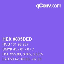 Color code: HEX #835DED | qconv.com