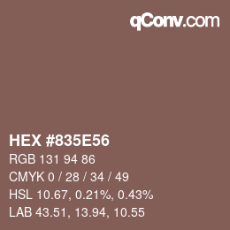 颜色代码: HEX #835E56 | qconv.com