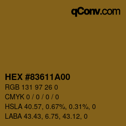 Farbcode: HEX #83611A00 | qconv.com