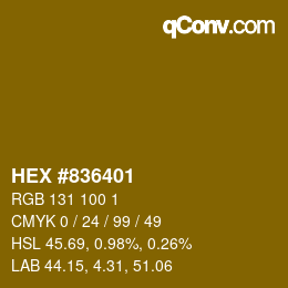 カラーコード: HEX #836401 | qconv.com