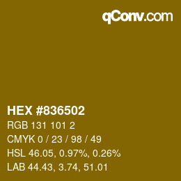 颜色代码: HEX #836502 | qconv.com