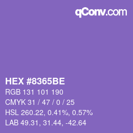 Color code: HEX #8365BE | qconv.com