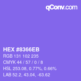 カラーコード: HEX #8366EB | qconv.com