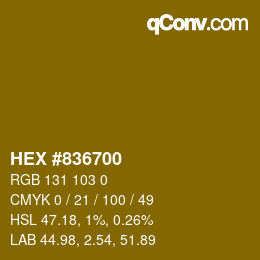 Color code: HEX #836700 | qconv.com