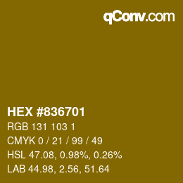 カラーコード: HEX #836701 | qconv.com
