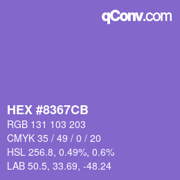 Farbcode: HEX #8367CB | qconv.com
