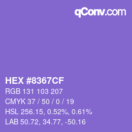 Color code: HEX #8367CF | qconv.com