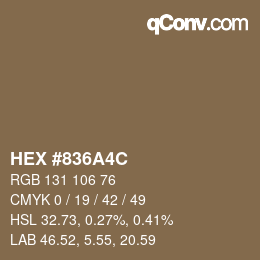 颜色代码: HEX #836A4C | qconv.com