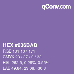 Color code: HEX #836BAB | qconv.com